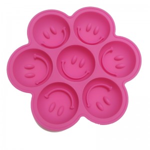 Molde Redondo de Silicona para Cubitos de Hielo, Con 7 Orififios, Con Rejilla de Hielo, Cara Sonriente Creativa
